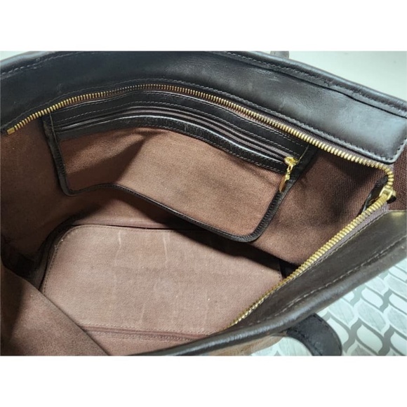 Authentic MCM Visetos Dog Bone Striped Shopper Tote Bag Brown - Picture 10 of 13